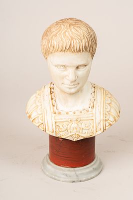 Italian Sculptor 17./18. century , portrait bust of a young man with breast armor . Sculpted in 