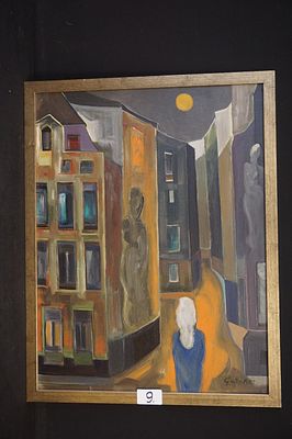 GUSTAVE SOREL (1905 - 1981) - "meisje op straat" - schilderij op paneel - gesigneerd - 