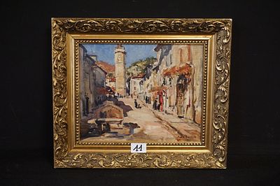 PAUL SURTEL (1893 - 1985) -"La rue de l'horloge" - olieverf op paneel - gesigneerd - Franse 