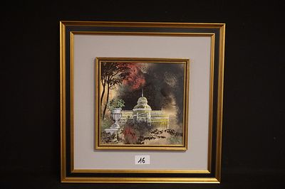GASTON BOGAERT (1918 - 2008) - "Pavillon de jardin" - schilderij op paier - gesigneerd - 35 x 35 cm