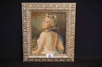 CHARLES WATELET (1867 - 1954) - "Jonge vrouw met bloemen in het haar" - olieverf op doek - 