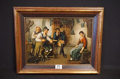 THEODORE GERARD (1829 - 1902) - "Interieur met personages" - olieverf op paneel - gesigneerd - 