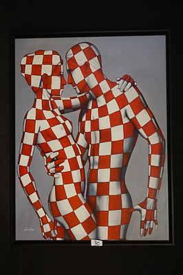 JACK GAGE (1946 - ). JACK GAGE (1946 - ) - "Love in red and white" - olieverf op doek - 