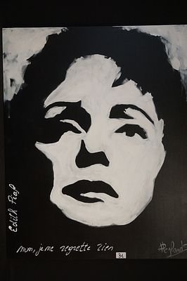 PETER HEYLANDS (1966 - ). PETER HEYLANDS (1966 - ) - "Edith Piaf" - acryl op doek - gesigneerd 