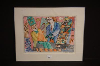 ANDRE NAESSENS (1949 - 2003) - "mijn credo" - aquarelle - gesigneerd - 50 x 68 cm