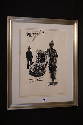 CHARLES DRYBERGH (1932 - 1990) - "moderne compositie" - Chinese inkt en aquarelle - gesigneerd 