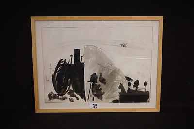 CHARLES DRYBERGH (1932 - 1990) - "untitled" - aquarelle - gesigneerd en gedateerd 1965 - 50 x 70 cm