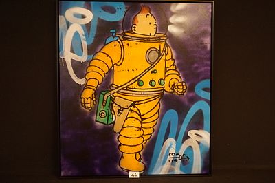 FREDA PEOPLE - pseudoniem van de broers DAVID en JAVIER SALVADOR - "Tintin Astronaut" - acryl 