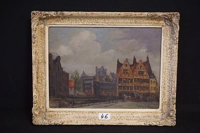 JULIEN VAN DE VEEGAETE (1886 - 1960) - "zicht te Gent" - olieverf op doek - gesigneerd - 30 x 40 cm