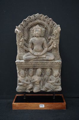 Mooie Aziatische sculptuur in gereconstitueerde steen - "Brahma, Krishna, Vishsu, Shiva