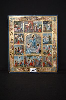mooie antieke Russische ikoon - 35 x 31 cm