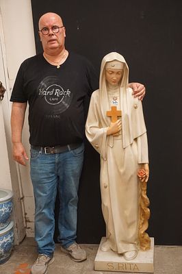 groot religieus beeld in gips - "S. RITA" - polychroom - H: 150 cm