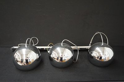 gechromeerde vintage luchter met 3 bollen - L: 1 meter