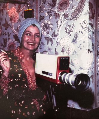 Andy Warhol - Andy Warhol – Intimate Portrait with Sony Camcorder - Vintage Photograph, 20 x 17 cm.