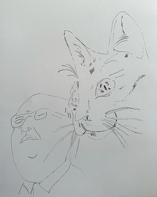 Andy Warhol (1928-1987) Portrait with Cat ink on paper
. Andy Warhol 1928-1987
Portrait with