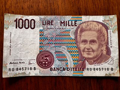 1000 Lire Montessori – 1990s Italian Banknote – Bank of Italy
. 1000 Lire Italian banknote 