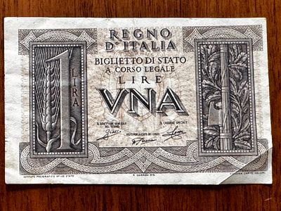 Italy 1 Lira “VNA” Banknote – Kingdom of Italy – 1935 Decree – Rare Historical Note
. Authentic 