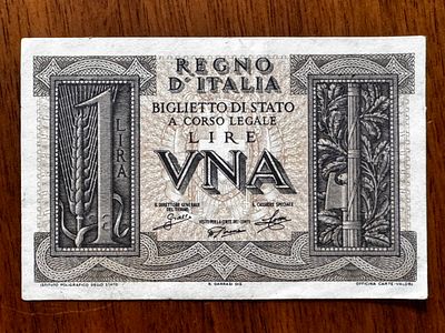 Italy 1 Lira “VNA” Banknote – Kingdom of Italy – 1935 Decree – Rare Historical Note
. Authentic 