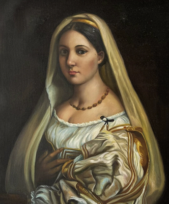 Raffaello Sanzio - Raffaello Sanzio - The Veiled Woman - Oil on canvas - Author's copy - 71x60 cm. R 