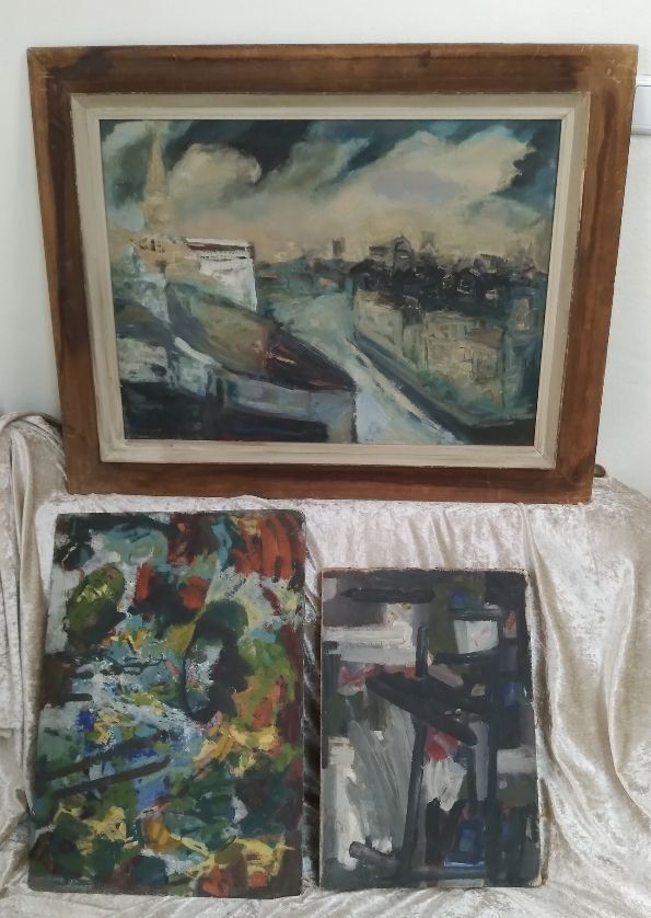 לוט ציורים של שמעון סיאני. איסוף עצמי בלבד! גודל הציור הגדול עם המסגרת 52&times;70