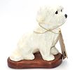 Metzler Bros. Joy To The World Paper Mache Maltese Dog Figurine. A cream/off-white paper mache Image - 1