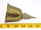Chinese Brass Temple Pagoda Etched Bell. A brass-colored bell, approximately 4.75" tall Image - 6