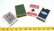 A Group of Playing Cards and Pinochle Card Case. A dark green playing card case embossed Image - 1