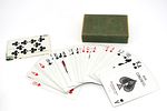 A Group of Playing Cards and Pinochle Card Case. A dark green playing card case embossed Image - 4