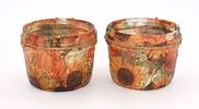 Two Autumn-Themed Decorative Glass Jars with Candles. Two autumn-themed decorative glass jars Image - 2