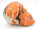Two Orange and Black Swirl Decorative Skull Figures. Two decorative skull figures, one Image - 2