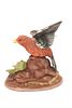 Royal Crown bird figurine. A single reddish-orange and gray porcelain bird figurine with spread Image - 2