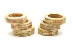 A Set of Six Octagonal Bone-Like napkin rings. A set of six octagonal napkin rings, made of Image - 2