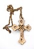 Sarah Coventry 1975 Limited Edition Pearl Cross Necklace. A gold/bronze-toned cross pendant Image - 1