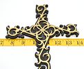 A laser cut wooden Two-Tone Decorative Cross with Scrollwork. An ornate, two-tone decorative Image - 3