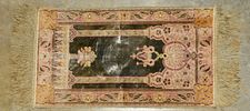 A table top tapestry. A rectangular table top tapestry featuring a dark center with intricate Image - 1