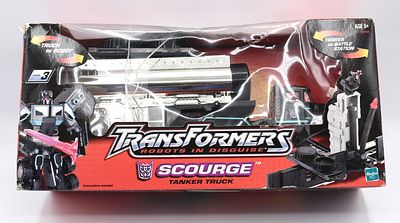 2001 Hasbro Transformers Robots in Disguise Scourge Tanker Truck. One new in box 2001 Hasbro 