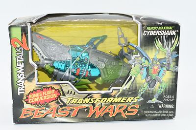 1998 Hasbro Transformers Beast Wars Transmetals 2 Heroic Maximal Cybershark Action Figure. A 