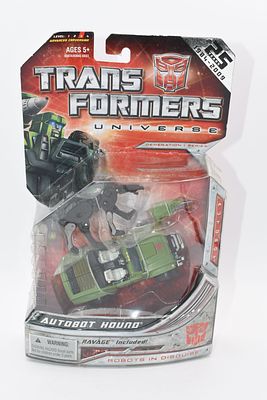Transformers Universe Deluxe Class Autobot Hound with Ravage Action Figure, G1 Series, 25th 