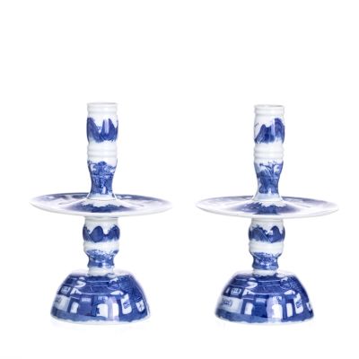 PAR DE CASTI&Ccedil;AIS BLUE CANTON. Em porcelana Vista Alegre, Mottahedeh 