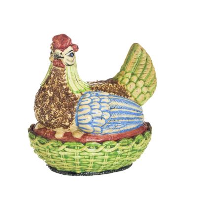 GALINHA NO CHOCO EM FAIAN&Ccedil;A. Portuguesa, poss&iacute;vel fabrico do Norte do final do 