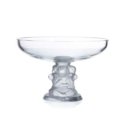 REN&Eacute; LALIQUE (1860-1945). Fruteiro em cristal franc&ecirc;s do s&eacute;c.XX, moldado e 