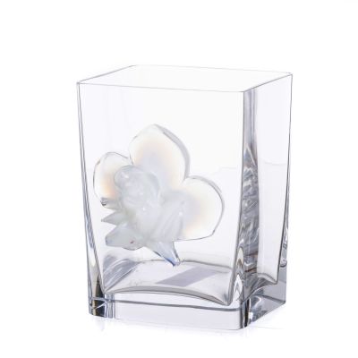 REN&Eacute; LALIQUE (1860-1945). Jarra "Orqu&iacute;dea Branca". Em cristal franc&ecirc;s do 