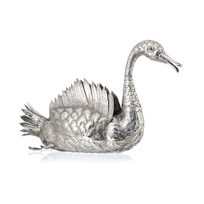 FLOREIRA CISNE EM PRATA, LUIZ FERREIRA (1909-1994). Portuguesa do s&eacute;c. XX 