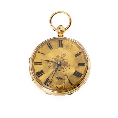 REL&Oacute;GIO DE BOLSO EM OURO. Ingl&ecirc;s do s&eacute;c. XIX, de movimento de corda mec&acirc;nico 