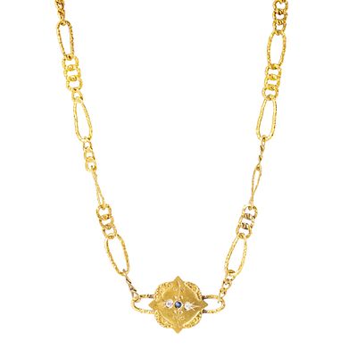 CORRENTE DE REL&Oacute;GIO EM OURO. Portuguesa do s&eacute;c. XIX/XX, em ouro de 19.2kt, de malha de 