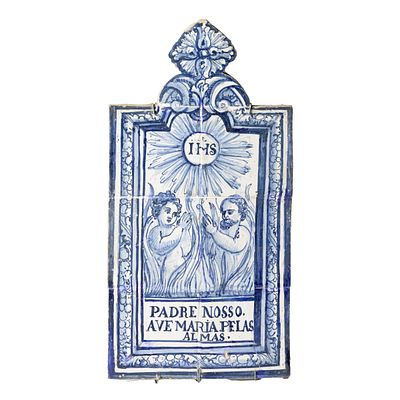 PAINEL DE AZULEJOS EM FAIAN&Ccedil;A. Portuguesa, do s&eacute;c. XVIII/XIX decora&ccedil;&atilde;o em 