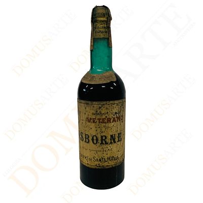 Brandy Veterano Osborne. Brandy Viejo Veterano Osborne, garrafa antiga espanhola. R&oacute;tulo com 