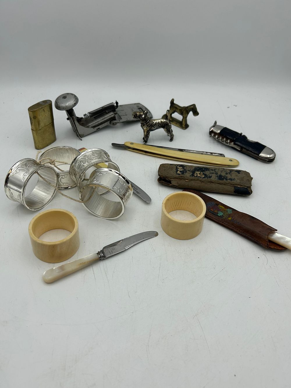 Lot 83: Small Mixed Lot Including Napkin Rings, Pocket Knife...