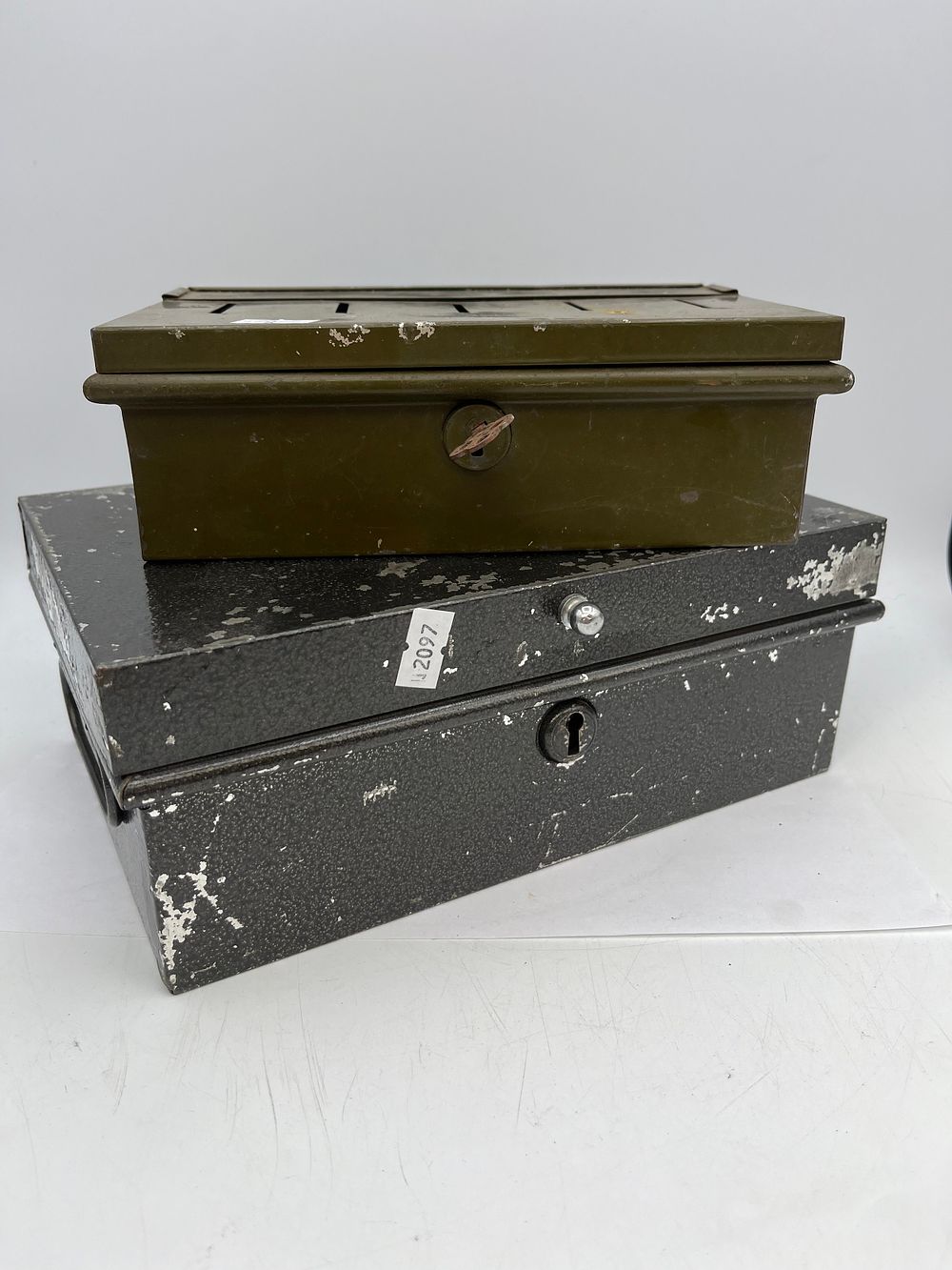 Lot 105: Two Vintage Money Boxes Largest 10" x 6.5"...