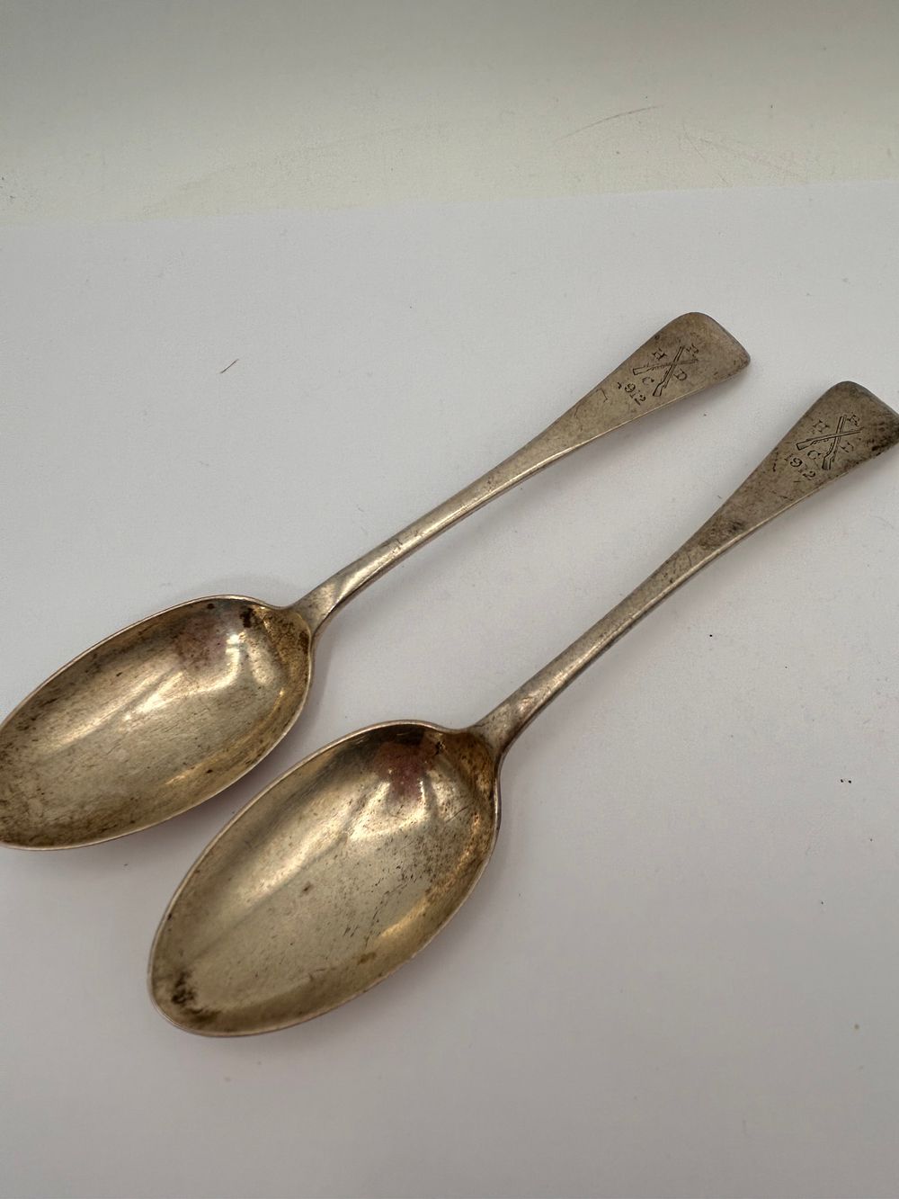 Lot 308: Pair Of Interesting Silver Spoons , Hallmarked 1912,...